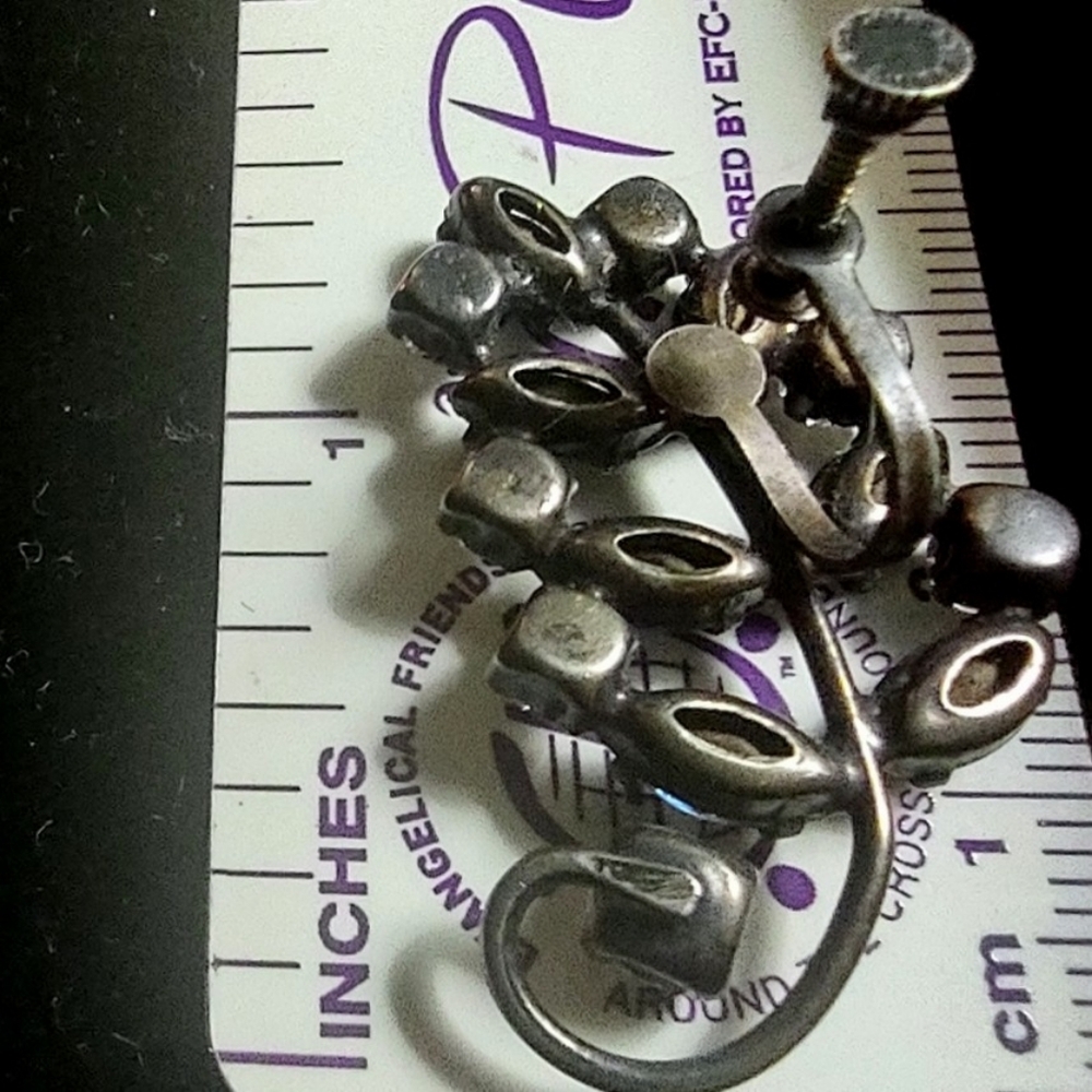 Vintage Blue & White Rhinestone Earrings Sterling Silver - Picture 5 of 16